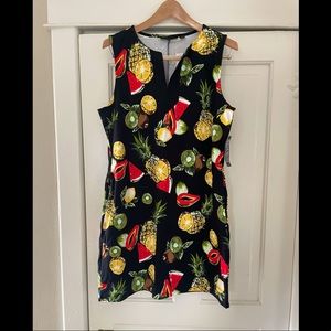 New York & Company Tropical Fruit Patterned Summer Dress